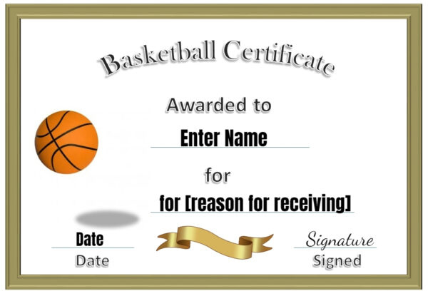 Amazing 7 Basketball Achievement Certificate Editable Templates