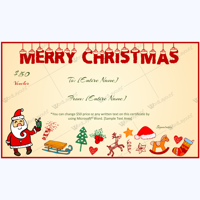 Amazing Christmas Gift Certificate Template Free