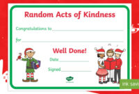 Amazing Kindness Certificate Template Free