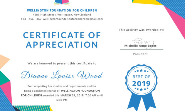Awesome Certificate Of Appreciation Template Word