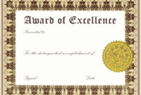 Awesome Free Certificate Of Excellence Template