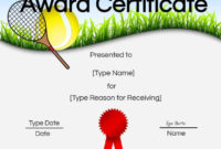 Awesome Tennis Participation Certificate