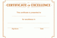 Best Certificate Of Excellence Template Word