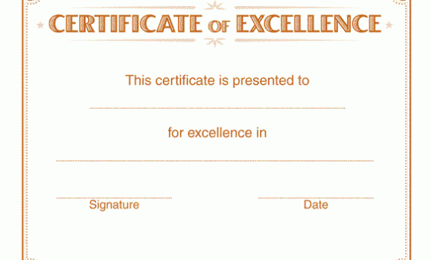 Best Certificate Of Excellence Template Word