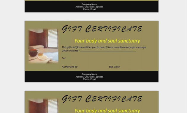 Best Free Spa Gift Certificate Templates For Word