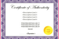 Fantastic Certificate Of Authenticity Template