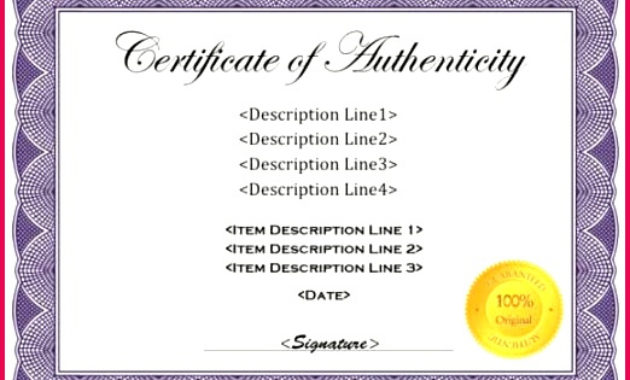 Fantastic Certificate Of Authenticity Template