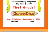 Fantastic First Day Of School Certificate Templates Free