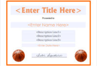Fascinating 7 Basketball Achievement Certificate Editable Templates