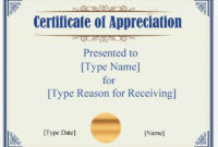 Fascinating Certificate Of Appreciation Template Word