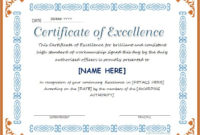 Fascinating Certificate Of Excellence Template Word