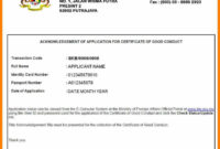 Fascinating Good Conduct Certificate Template