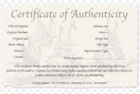 Fascinating Photography Certificate Of Authenticity Template