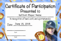 Fascinating Softball Certificate Templates