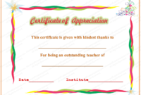 Fascinating Teacher Appreciation Certificate Templates