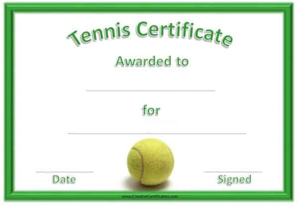 Fascinating Tennis Gift Certificate Template