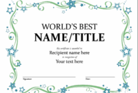 Fascinating Worlds Best Boss Certificate Templates Free