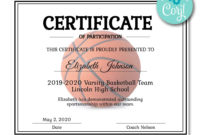 New Basketball Camp Certificate Template