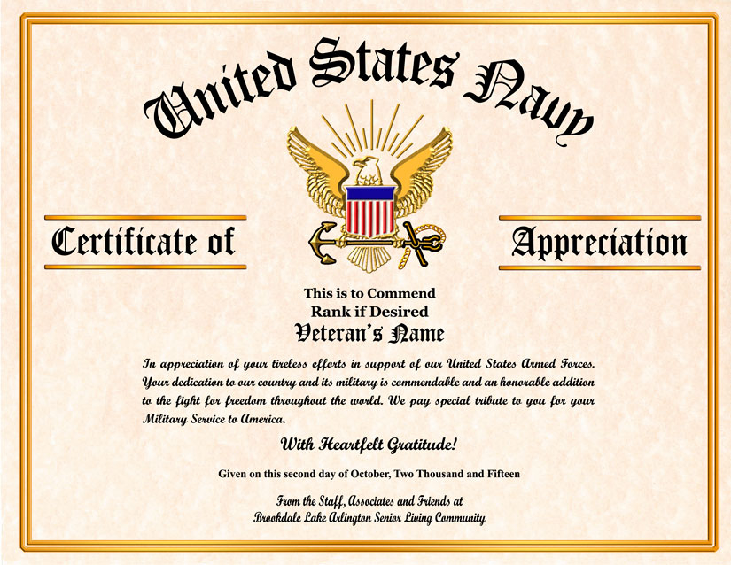 Professional Army Certificate Of Appreciation Template Sparklingstemware