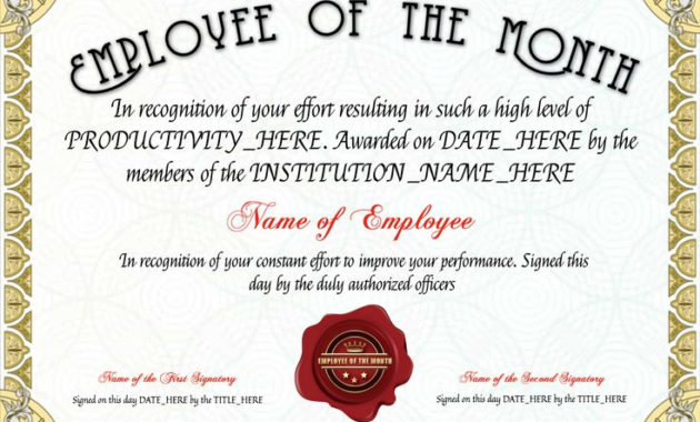 Professional Best Employee Award Certificate Templates