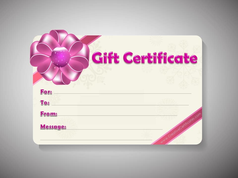 Professional Free Spa Gift Certificate Templates For Word