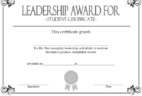 Professional Outstanding Student Leadership Certificate Template Free