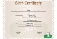 Simple Dog Birth Certificate Template Editable