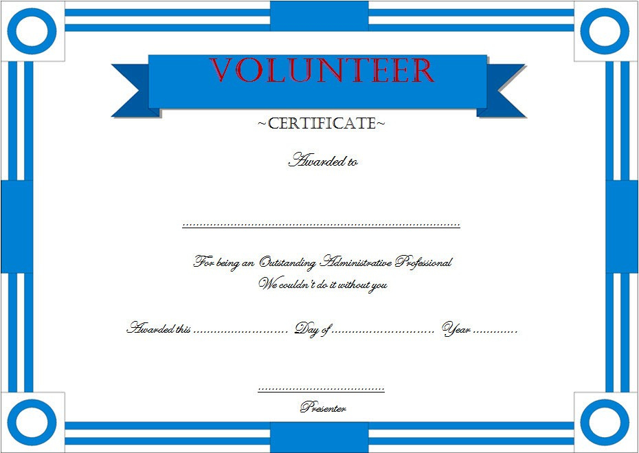 Simple Volunteer Certificate Template