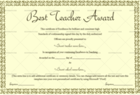 Stunning Best Teacher Certificate Templates