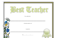 Stunning Best Teacher Certificate Templates