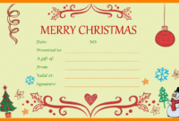 Stunning Christmas Gift Certificate Template Free