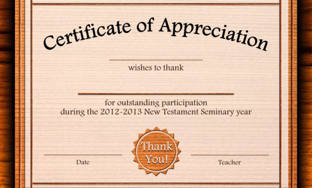 Top Certificate Of Appreciation Template Doc