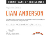 Top Free Certificate Of Excellence Template
