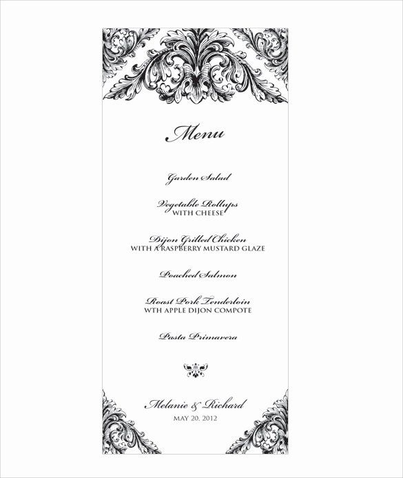 Awesome Free Wedding Menu Template For Word