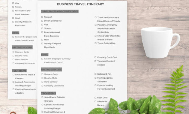 Best Business Trip Itinerary Template