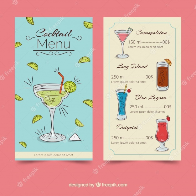Fantastic Cocktail Menu Template Word Free