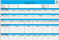 Fresh Day By Day Travel Itinerary Template
