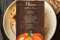 Fresh Thanksgiving Menu Template Printable