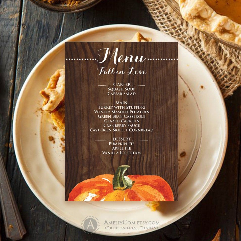 Fresh Thanksgiving Menu Template Printable
