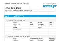 Professional Day By Day Travel Itinerary Template
