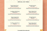 Simple Thanksgiving Menu Template Printable