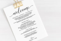 Simple Wedding Welcome Itinerary Template