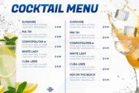Stunning Cocktail Menu Template Word Free