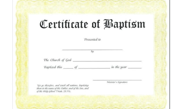 Amazing Baptism Certificate Template Word