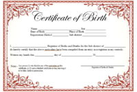 Amazing Birth Certificate Template For Microsoft Word
