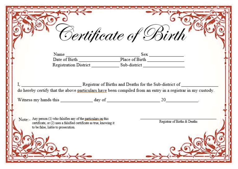 Amazing Birth Certificate Template For Microsoft Word