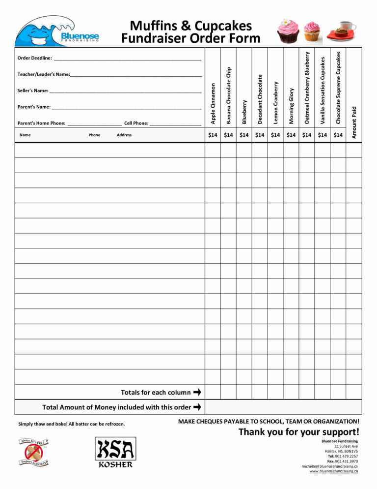 Amazing Blank Fundraiser Order Form Template