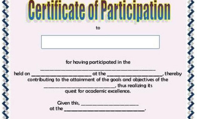 Amazing Certificate Of Participation Template Doc 10 Ideas