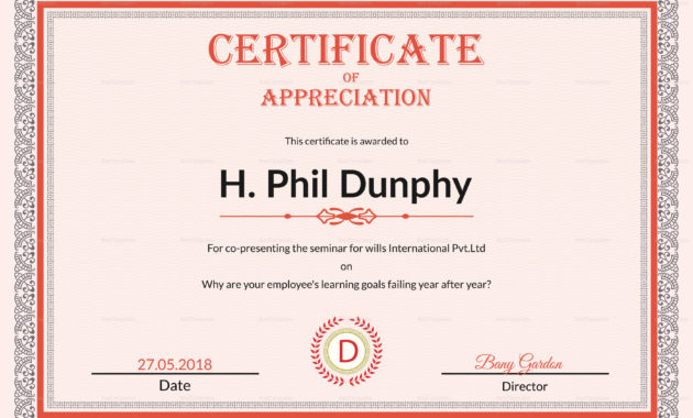 Amazing Certificate Of Recognition Template Word