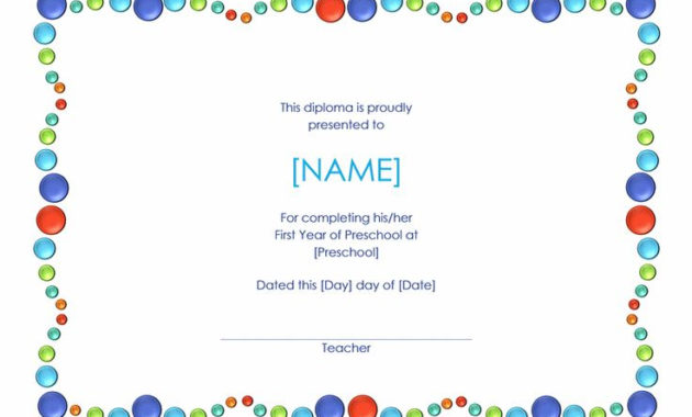 Amazing Daycare Diploma Certificate Templates